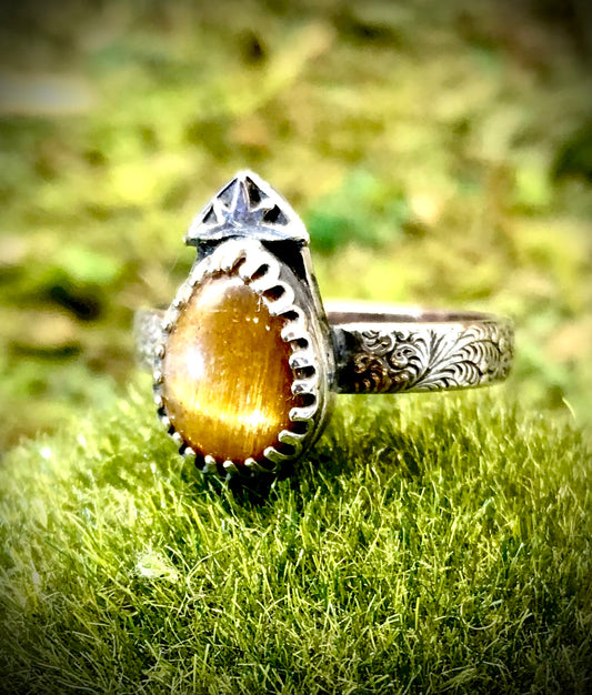 Sunburst Oregon Sunstone Sterling Silver Ring